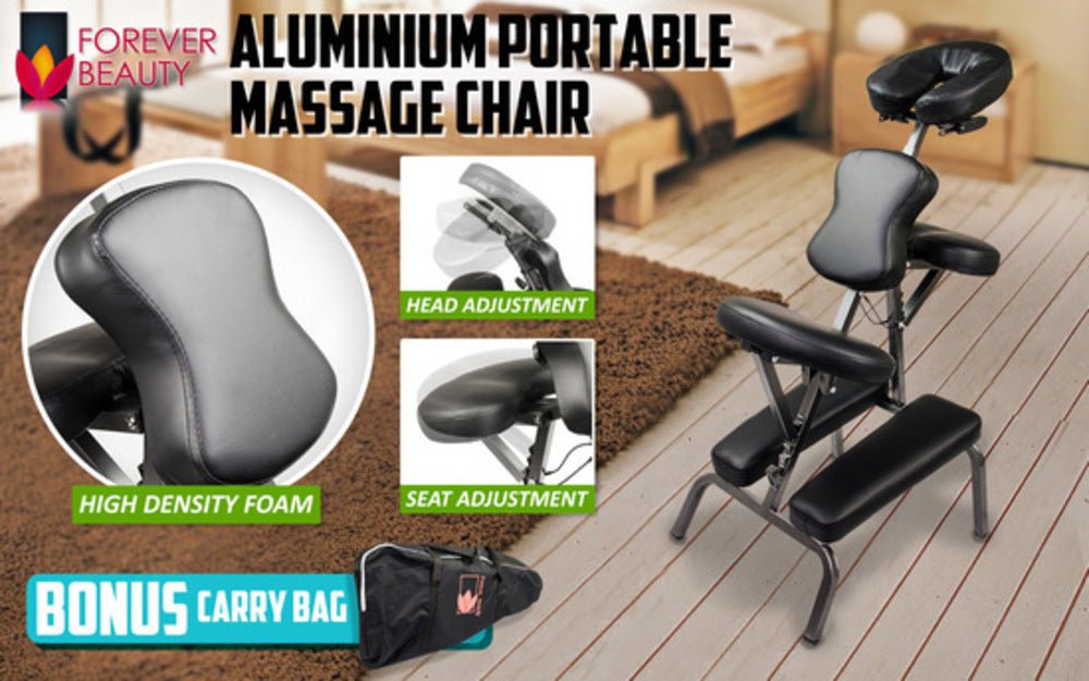 Aluminium Portable Beauty Massage Foldable Chair Table BLACK - MassageGear