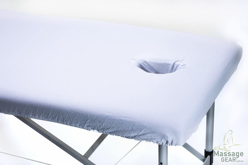 Massage Table Fitted Stretch Cotton Sheet with Face Hole - MassageGear
