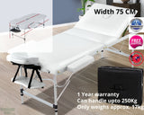 Portable Massage Table 3 fold White 75cm aluminium Massage Gear