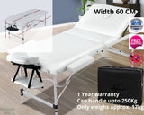 Portable Massage Table 3 fold 60 cm aluminium White Massage Gear