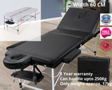 Portable Massage Table 3 fold Black 60cm aluminium Massage Gear