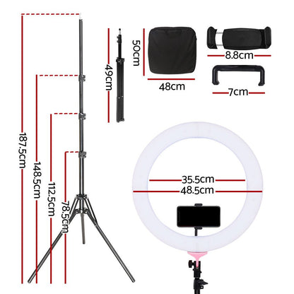 MG Ring Light 19" Tripod Stand Pink - MassageGear