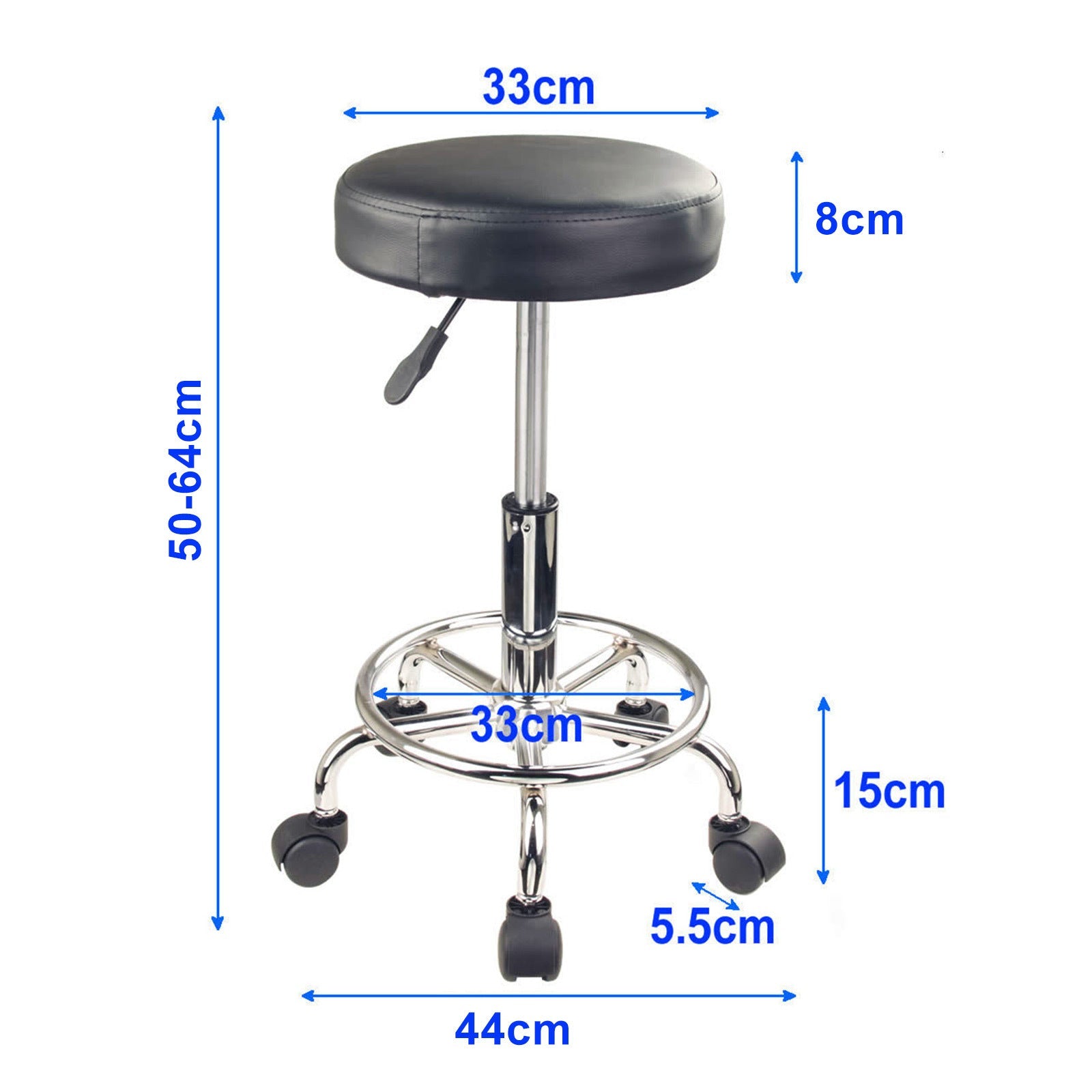 Swivel Salon Barber Stool Chair Round Type BLACK - MassageGear