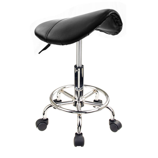 Swivel Salon Barber Stool Chair Saddle Type BLACK - MassageGear